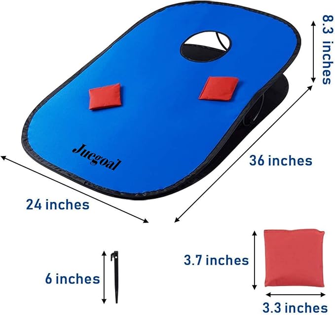 Juegoal 3x2ft Collapsible Portable Cornhole Game Set with 2 Cornhole Boards, 10 Bean Bags, Carrying Bag, and Tic Tac Toe Game Indoor Outdoor Yard Toss Game
