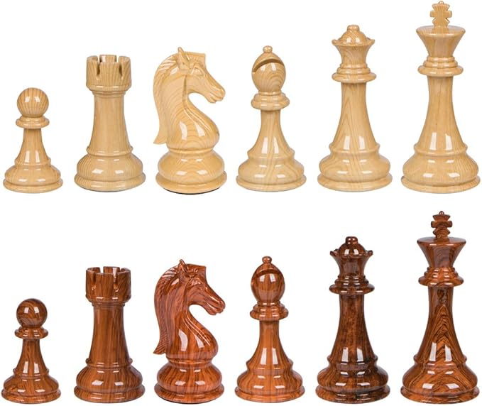 Abigail Chess Inlaid Wood Folding Board Game with Pieces, Extra Large 21 Inch Set