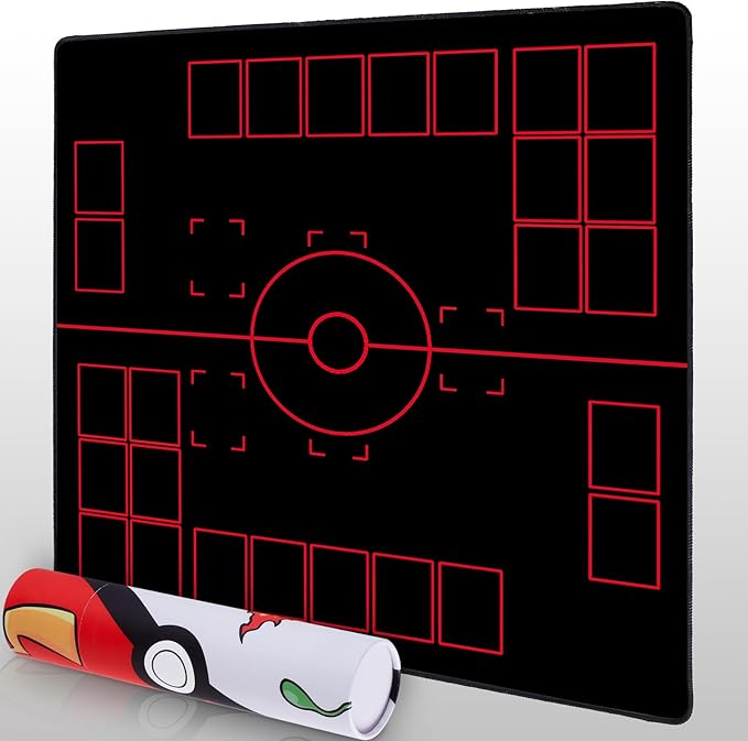2 Player Compatible Playmats for Cards - 2 Player Battle Mat Stadium Board for TCG Playmat Board Game- Playmat for Trainers (Black)