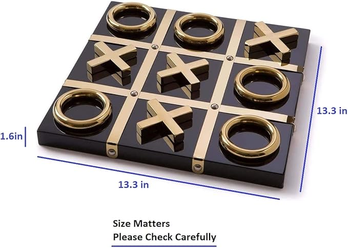 Modern Tic Tac Toe for Home Decoration, Gold and Black Hand Crafted with Black Wood and Gold Color Stainless Steel, Decorative Tic Tac Toe, Table Top Decoration, X/O Board