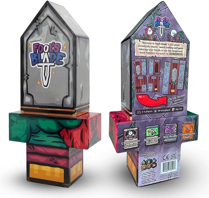 Fool’s Blade First Edition in Collectible Jumbo Sword Box - A Sword Crafting, Monster Slaying, Loot Grabbing, Backstabbing Card Game for Teens & Adults - 2-4 Players - Ages 13 and Up - 263 Cards