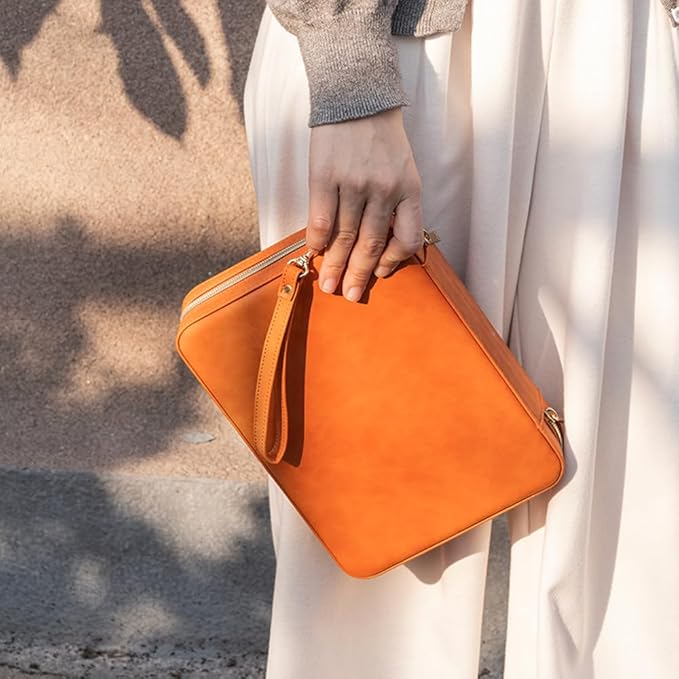 Backgammon Sets for Adults, Classic Board Game with Folding Leather Backgammon Case, Portable Travel Backgammon Game Set (Orange)