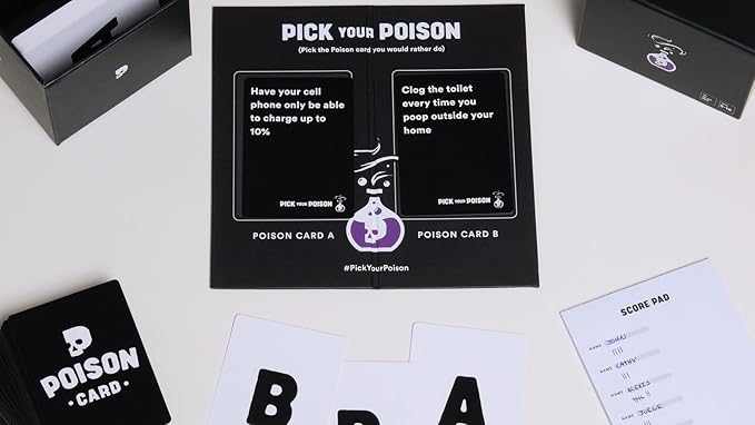 Pick Your Poison Party Game + Family Expansion Set - The “What Would You Rather Do?” Card Game for Kids, Teens, College Students, Adults, at Fun Parties and Board Games Night with Your Friends