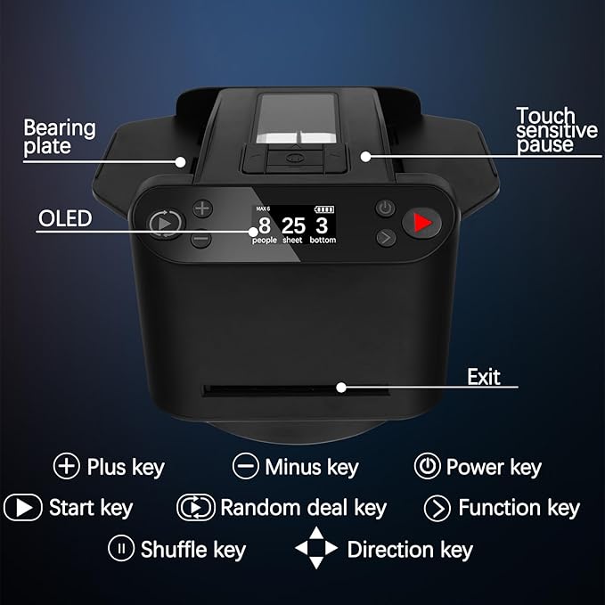 Automatic Card Shuffler and Dealer Machine，Card shuffler 2 Deck，360 °Rotating Card Dealer，Eletric Shuffling and Dealing Machine All in ONE, Ultra Quiet, Rechargeable,for Board Games and Poker Games
