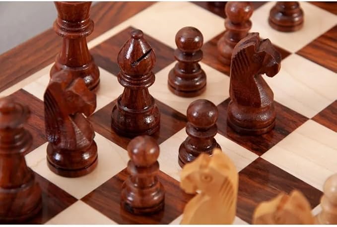 WOODEN MAGNETIC FOLDING CHESS SET 25 CM/10"", Brown