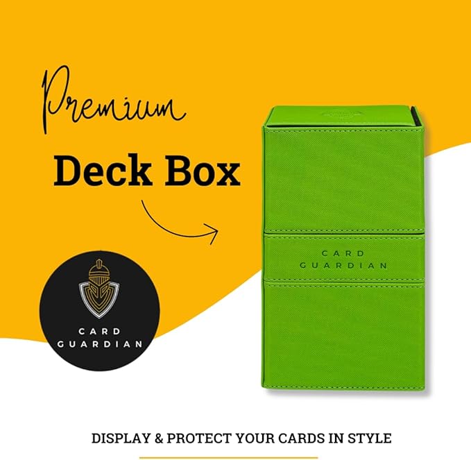 Card Guardian - Premium Double Deck Box (Lime Green) for 200+ cards Trading Card Games TCG Perfect for Magic the gathering (MTG), Commander Deck, Yugioh Deck Box, Sports Card Storage Boxes