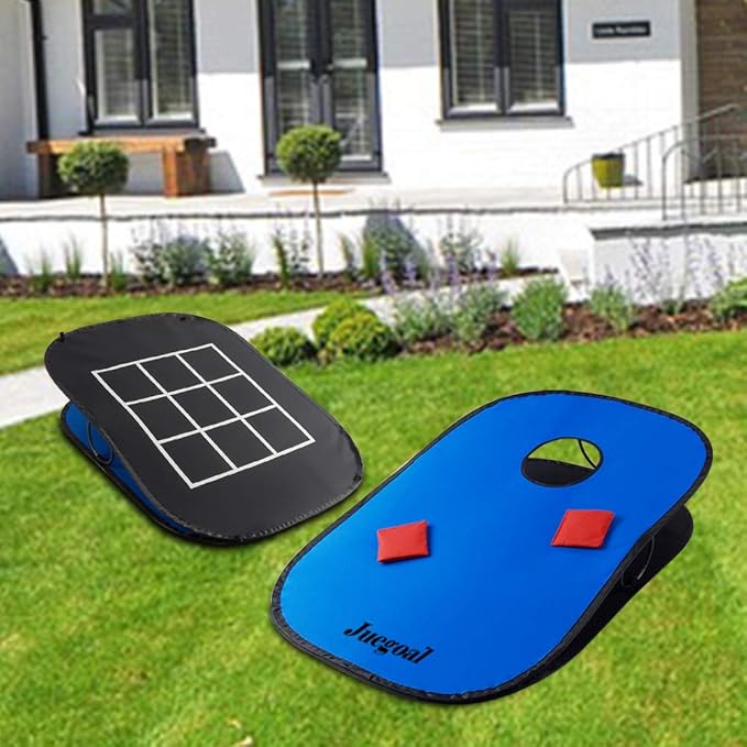 Juegoal 3x2ft Collapsible Portable Cornhole Game Set with 2 Cornhole Boards, 10 Bean Bags, Carrying Bag, and Tic Tac Toe Game Indoor Outdoor Yard Toss Game