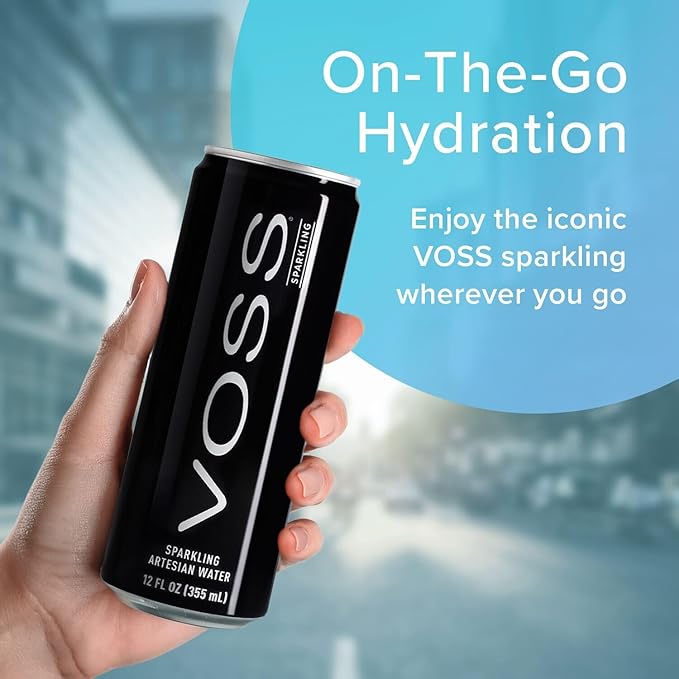 VOSS Artesian Sparkling Water Cans - 3 Pack of 8 – 24 Slim Cans - Pure Carbonated Water Refreshment - Perfect for Celebrations, Home, Office, On-the-Go Hydration