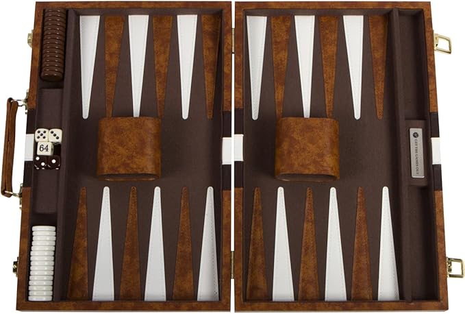 Get The Games Out Top Backgammon Set - Classic Board Game Case - 2 Players - Best Strategy & Tip Guide - Available in Small, Medium and Large Sizes (Brown, Medium)
