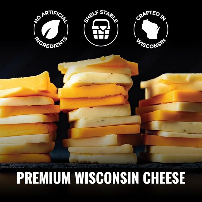 Farmers' Market Cheese Block Assortment 7oz 4-Pack, Shelf Stable, Pasteurized, Locally Sourced Wisconsin Cheese (Assortment, 4 Count)