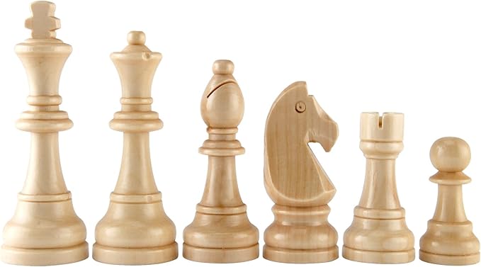 Amerous Chess Pawns Wooden Chessmen with 4.55" King Nature Wood Chess Pieces Hand Carved Figure Figurine, French Staunton Style