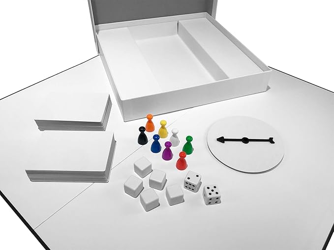 Create Your Own Board Game Set – DIY Kit with Blank Game Board, Game Pieces, Blank Cards, Dice, Spinner – Build Your Own Game for Family Board Games