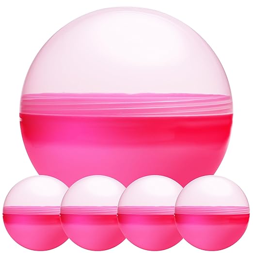 Big Claw Machine Capsules Translucent Pink Plastic Sphere Large Party Favor Containers Round 5 pcs 6.3 inch Jumbo Plastic Christmas Ornaments Extra Large Gift Box Craft Party Supplies Vending Capsules