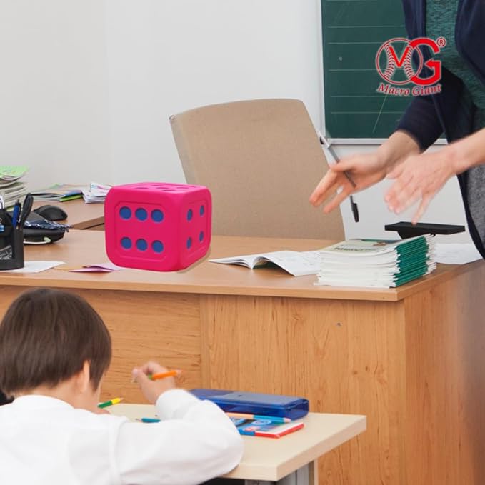 Macro Giant 6 Inch Soft Foam Jumbo Big Playing Dice, Set of 4,Neon Color, Math Teaching, Teaching Aids, Board Games, Kid Toy
