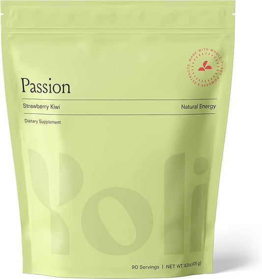 Yoli® Passion Energy Drink Powder Mix - Natural Energy Drink Mix for Endurance and Stamina, Bulk 90 Servings - Kiwi Strawberry,