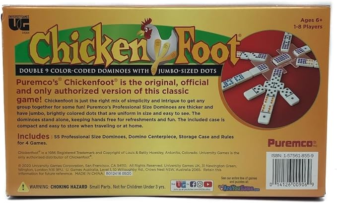 University Games, ChickenFoot Double 9 Color Dot Professional Size Dominoes for 1 to 8 Players Ages 6 and up
