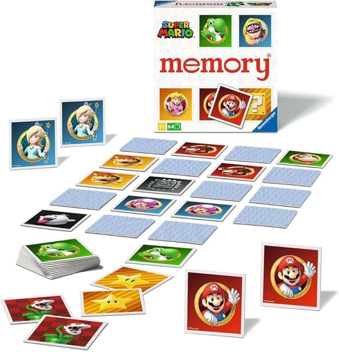 Ravensburger Super Mario Large Memory - Matching Picture Snap Pairs Game for Kids Age 3 Years and Up