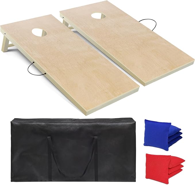 Cornhole Board Set, 4 ft x 2 ft Regulation Size Corn Hole Game Set for Adults with Set of 8 Corn Hole Toss Bags and Carrying Case
