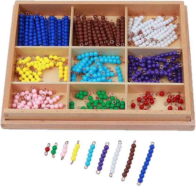 Adena Montessori Counting Beads Checker Board Beads Math Games & Teaching Numbers Counting Toys