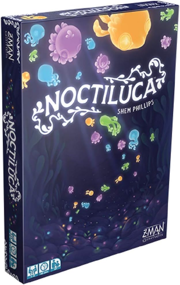 Z-Man Games Noctiluca Board Game - Dive into The Glowing Depths in This Colorful Dice Game! Strategy Game for Kids & Adults, Ages 8+, 1-4 Players, 30 Minute Playtime, Made