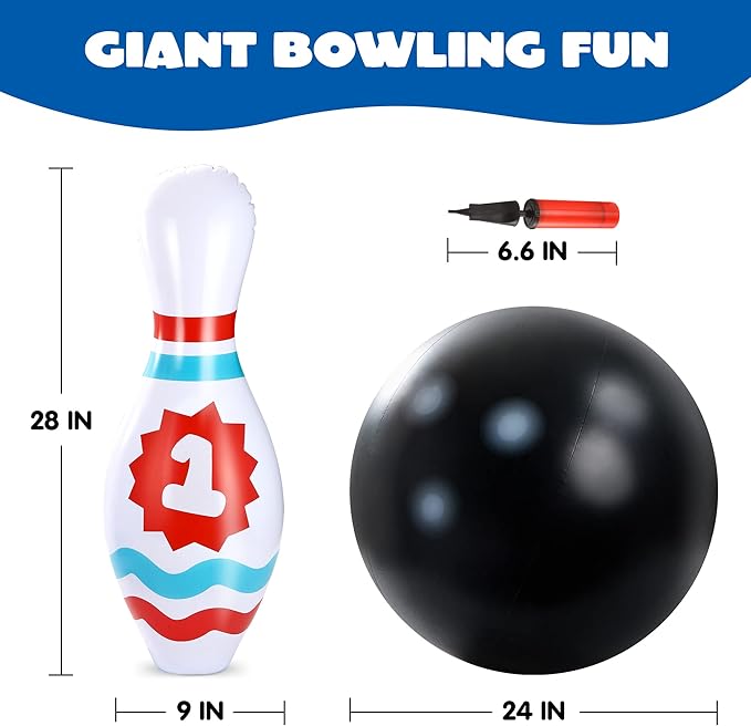 JOYIN Giant Inflatable Bowling Set for Kids and Adults, Christmas Birthday Party Games, Kids Education Motor Skills Toys