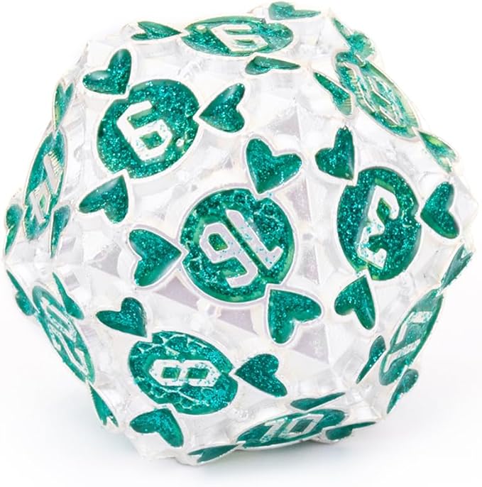 DND Metal Dice 7pcs DND dice Set with Gift Box for Dungeons and Dragons MTR PRG Tabletop Games (Silver-Green)