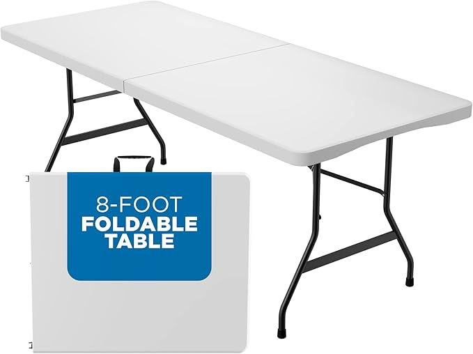 Sorfey Folding Table 8-Foot X 30 inch, White Plastic