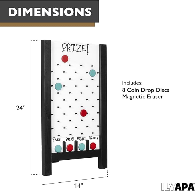 Ilyapa Board - Large Portable Prize Drop Game for Events and Trade Show - 14 x 24 Inch Single Sided - Wooden A-Frame Whiteboard Sign, Eraser