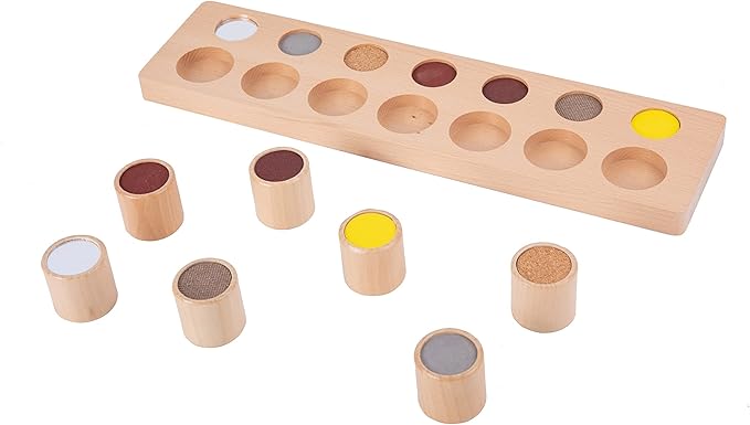 Montessori Sensory Toys for Babies 6-12 Months Wooden Touch & Match Board, Sensory Games for Kids 2 3 4 Years - Learning Different Materials Touch Feel,Montessori Kids Sensory Homeschool Supplies