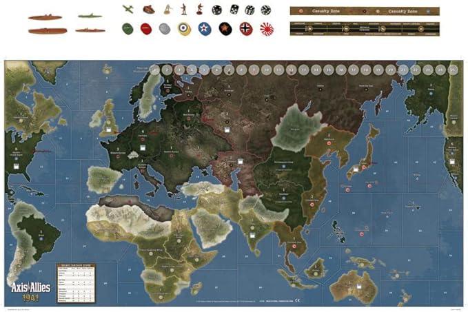 Avalon Hill Axis and Allies 1941 Board Game,5 players, Multicolor, 5 players