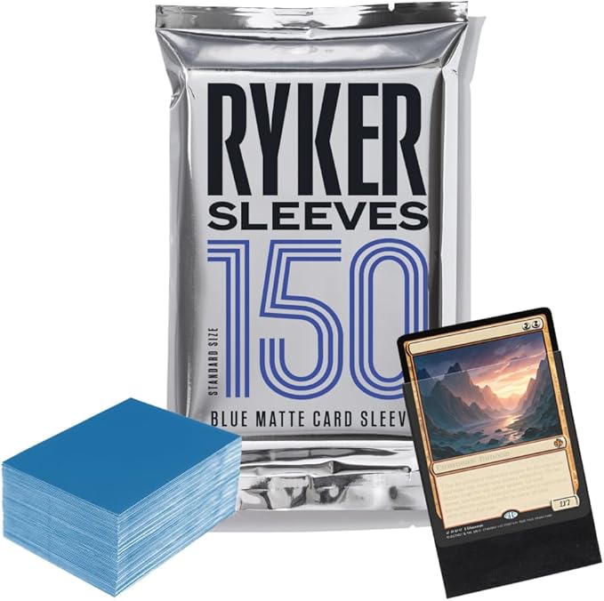 Ryker Sleeves Standard Size Matte Card Sleeves Compatible with Magic The Gathering MTG Pokemon Trading Cards and Board Games (1 Pack, Blue)