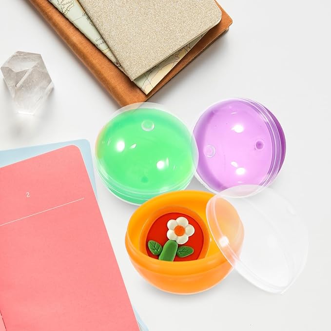 Vaguelly 50pcs Plastic 1.8 Inch Vending Machine Capsules Bauble Sphere Openable Twisted Balls Sphere Grab Balls Claw Machines Prizes Containers