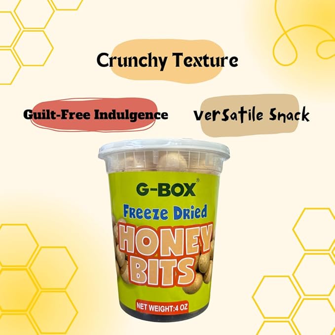 G-BOX Freeze Dried Bit O Honey, 4 OZ, Crunchy Honey & Almond Candy, TikTok Trend Items Featuring Old School Candy Vibes- Perfect for Fans of Freeze Dried Candies, Air-tight Sealed in a Deli Container