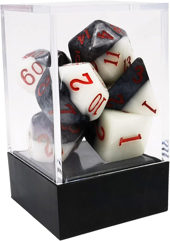 Bescon Two-Tone Glowing Polyhedral Dice 7pcs Set Green Dawn, Luminous RPG Dice Set d4 d6 d8 d10 d12 d20 d%, Brick Box Packaging