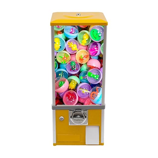 Vending Machine, Candy Vending Machine for Game Stores And Retail Stores, Capsule Vending Machine Commercial Vending Machine for 1.1.06-1.77 In of Capsule Toys or Candies 10.24*10.24*25.2 in (Yellow)
