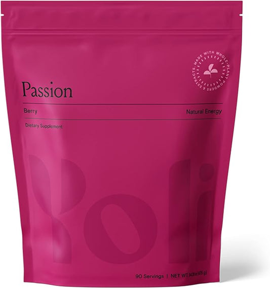 Yoli Passion Energy Drink Powder Mix - Natural Energy Drink Mix for Endurance and Stamina, Bulk 90 Servings - Berry