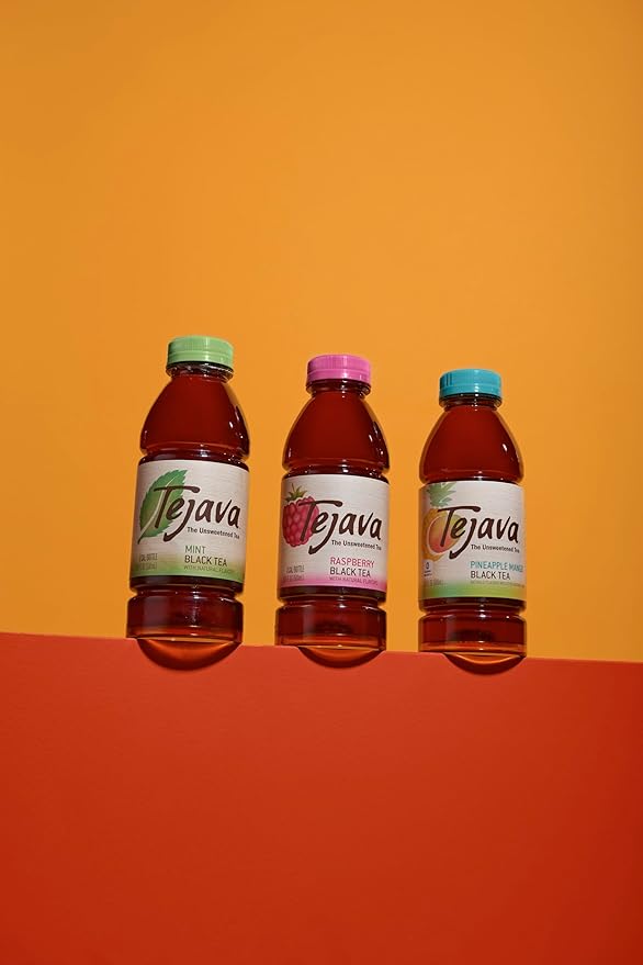 Tejava Pineapple Mango Black Iced Tea, 12 Pack, 16.9oz PET Bottles, Unsweetened, Non-GMO, Kosher, No Sugar or Sweeteners, No calories, No Preservatives, Brewed in Small Batches