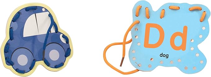 Melissa & Doug Alphabet Wooden Lacing Cards With Double-Sided Panels and Matching Laces Fine Motor Skills Threading Cards, Sewing For Preschoolers And Kids Ages 3+