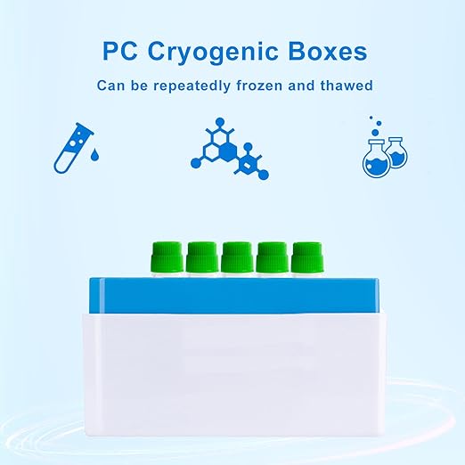 81-Well PC Cryoboxes 3.75in Laboratory Freezer Boxes Vial Storage Box, Assorted Colors, 5 Pcs/Pack