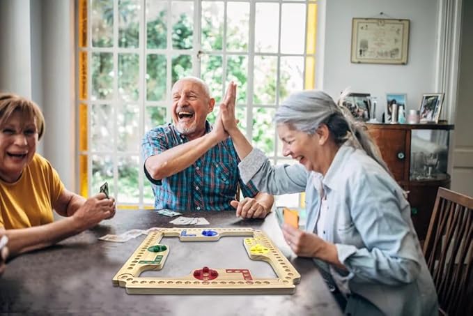 Jokers and Marbles Board Game Pegs and Jokers Card Game for 2-8 Players, Colorful Double-Side Painted Solid Wood Game Boards with 8 Color 48 Marbles 4 Decks of Cards Game Set