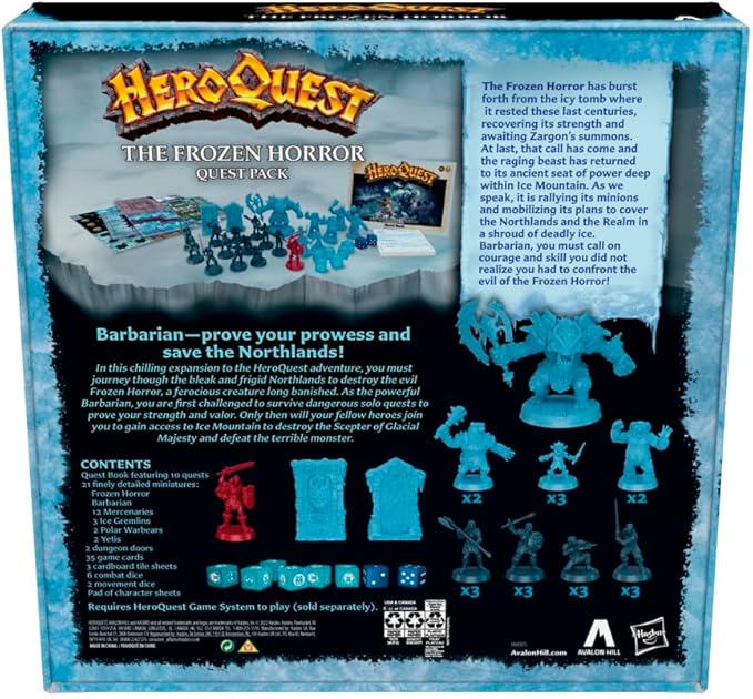 Avalon Hill HeroQuest The Frozen Horror Quest Pack, Dungeon Crawler Game for Ages 14+, Requires HeroQuest Game System to Play