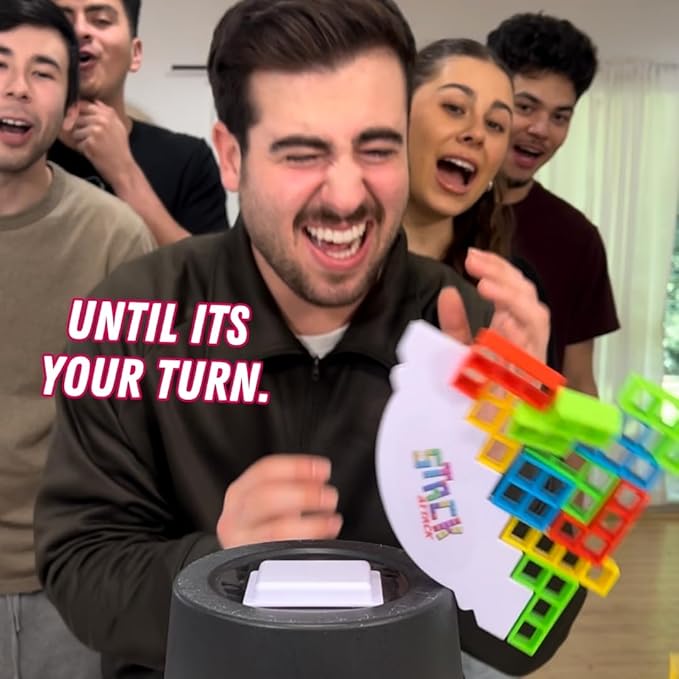 Stack Attack - Fun for Kids and Adults, Stacking Balance Game, Perfect for Family Game Night, Classrooms, Portable for Travel, Popular Social Media Games, Ages 3+