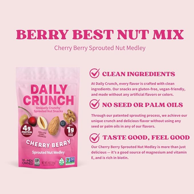 Daily Crunch, Zero Seed Oils, Gluten Free, 4oz (2 Pack, Cherry Berry)