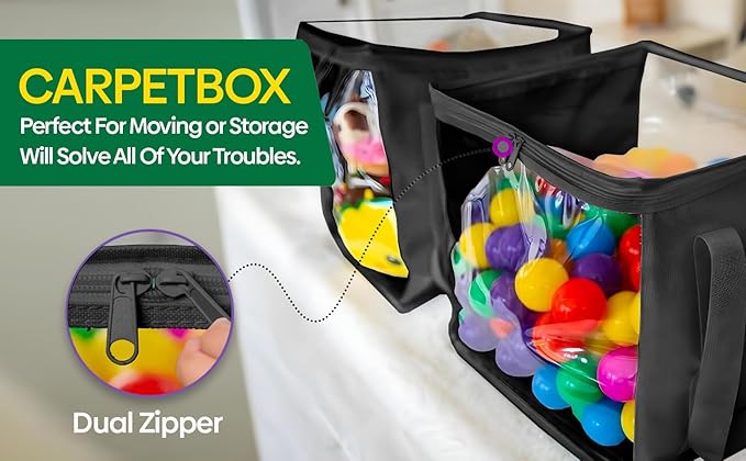 2 Piece Extra Large Toy Storage Clear Bags with Zipper 14"x14"x14" Clear Plastic Bins with Handle, Toy Organizer for Kids playroom, Blocks, Clothes, Stuffed Animal Storage