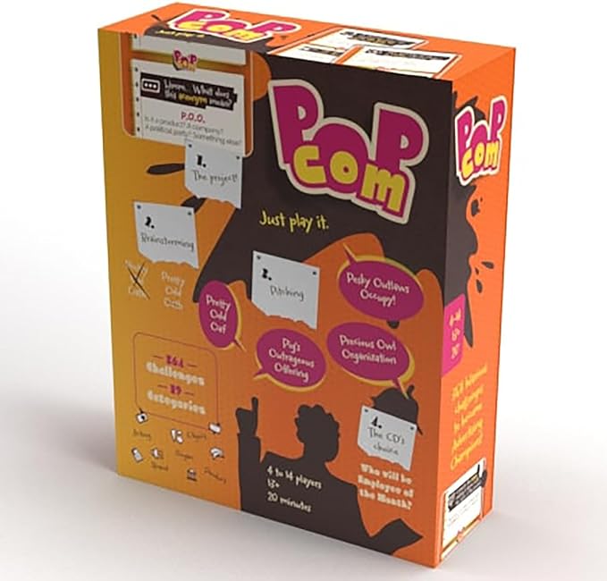 Pop Com - Hillarious Party Game, 364 Challenges to Become Advertising Champions, Offbeat Family Card Game, Ages 13+, 4-14 Players, 20 Min