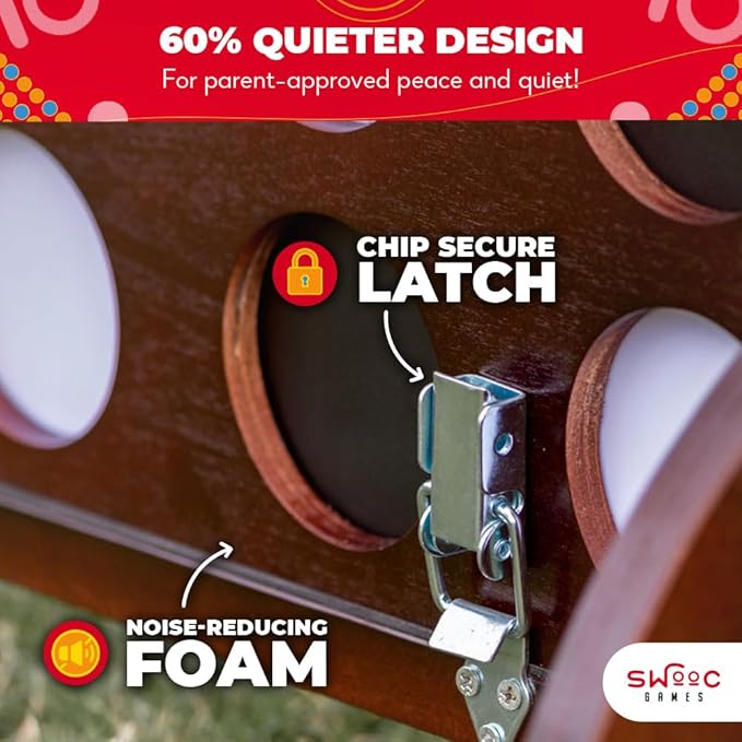 SWOOC Games - Giant Four in a Row (All Weather) With Carrying Case & 60% Quieter Design - Connect 4 for Outdoor, Yard, and Backyard - Kids and Adults