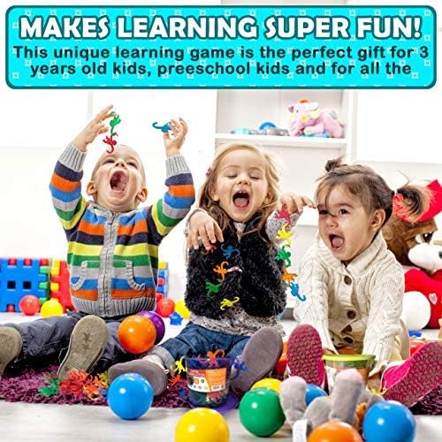 Mareta Bucket of Monkeys Classic Game, 100-pc Counting Games for Kids Ages 3+, Color Sorting, Linking, Motor Skills, Preschool Homeschool Learning Toys.
