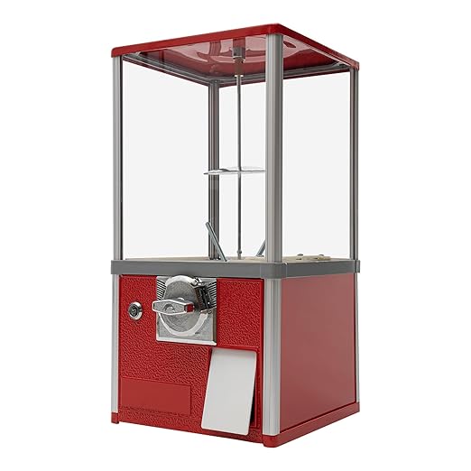 Candy Vending Machine Gumball Machine Large Load Capacity Gumball Bank for Game Stores and Retail Stores Vintage Style for 1.77-1.97inch Gadgets Height 20.87inch (Red)