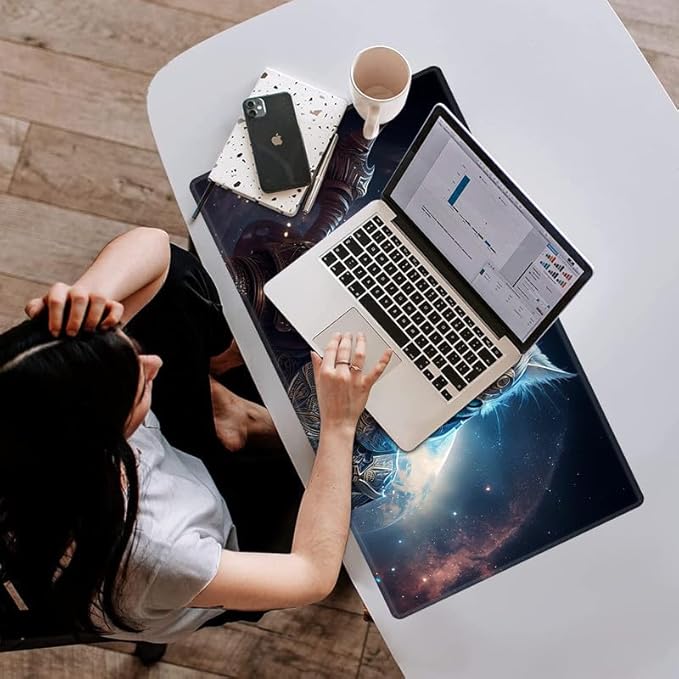 Playmat with Zones for MTG Card Game Playing, 24"x14" Commander Deck Gaming Desk Duel Mat for Beginner, Cat Warrior Space