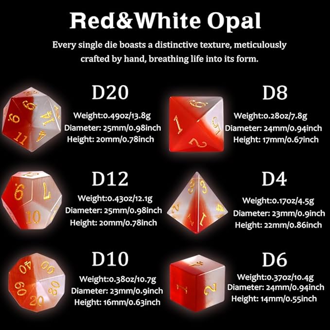 Cat's Eyes Dice Sets Gemstone Polyhedral Dice with Premium Dice Case for DND RPG Board Games